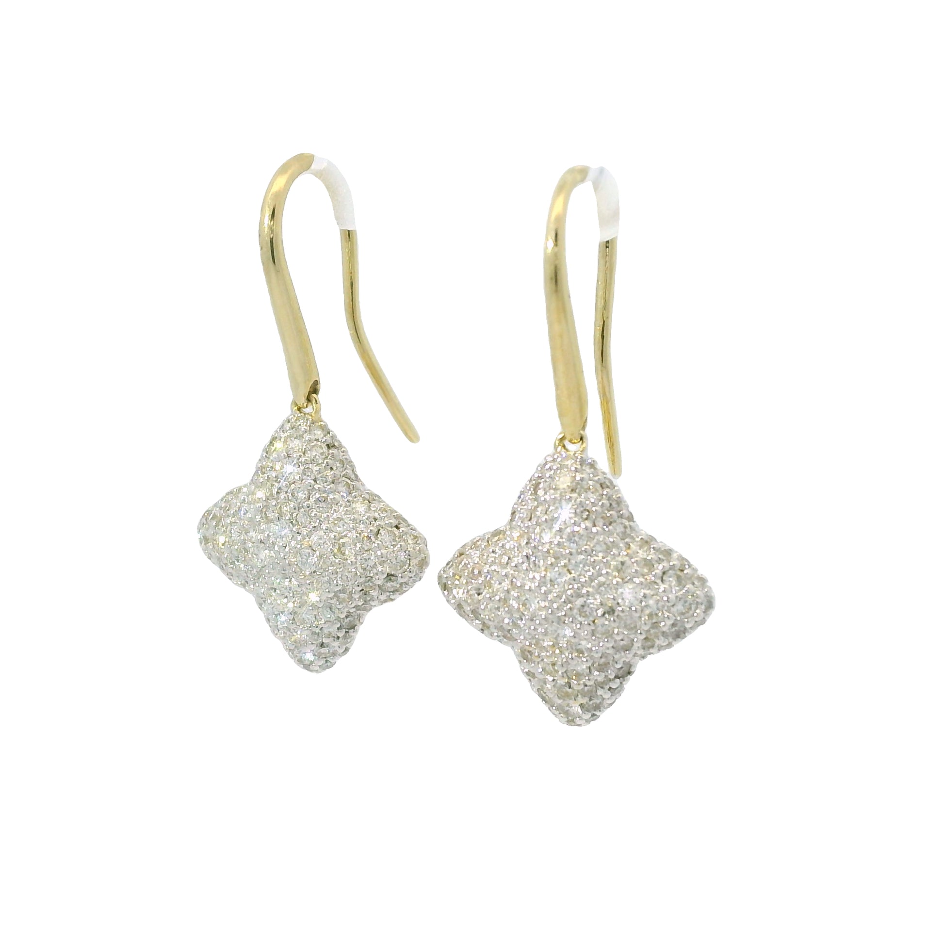 David Yurman 18k Yellow Gold Natural 1.10 Carat Diamond Quatrefoil Earrings