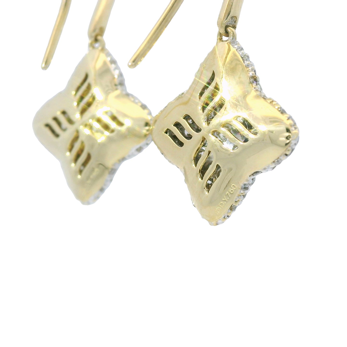 David Yurman 18k Yellow Gold Natural 1.10 Carat Diamond Quatrefoil Earrings