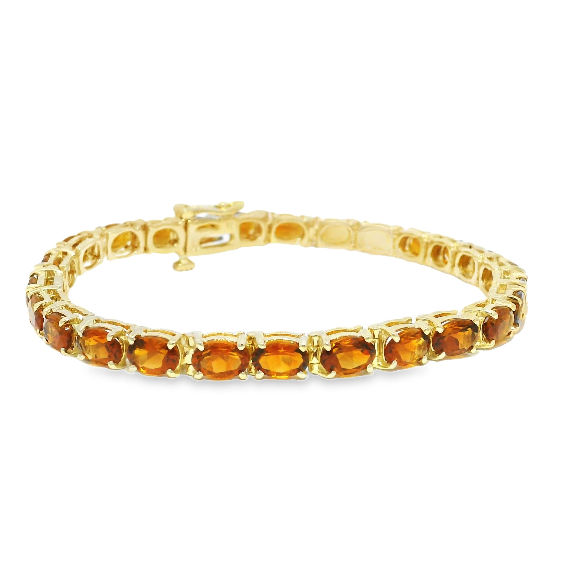 14k Yellow Gold 13.5 Carat Oval-Cut Citrine Tennis Bracelet