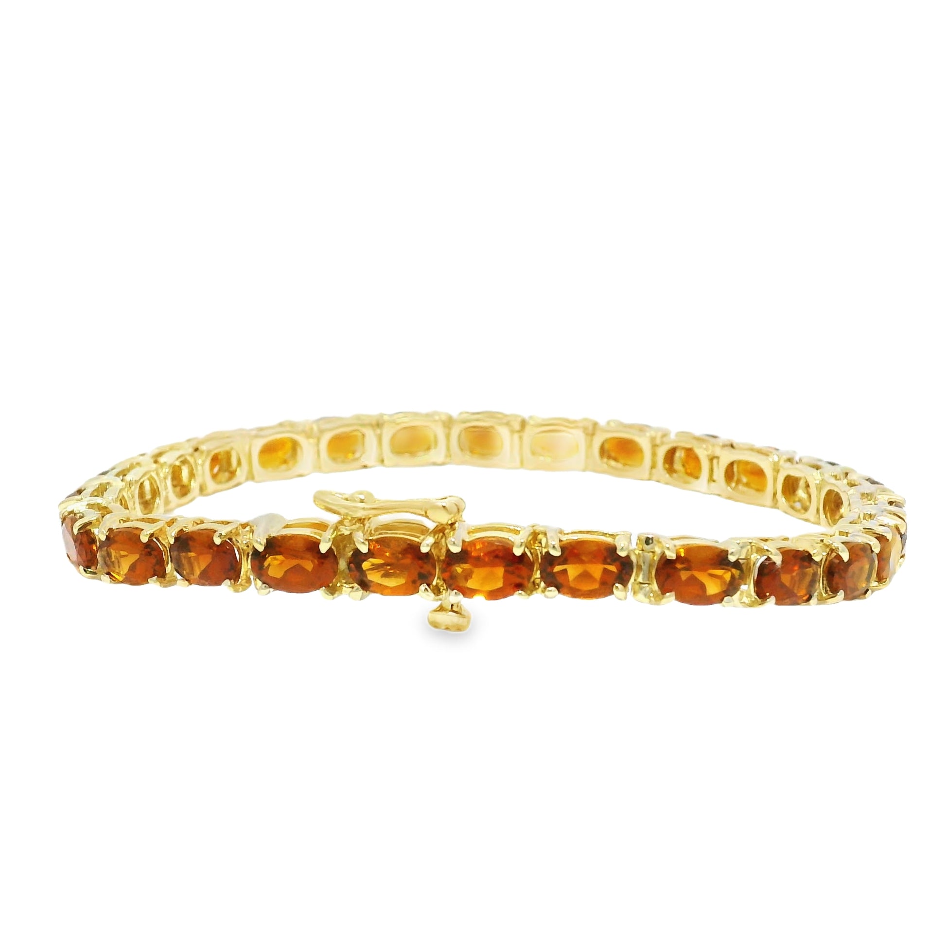 14k Yellow Gold 13.5 Carat Oval-Cut Citrine Tennis Bracelet