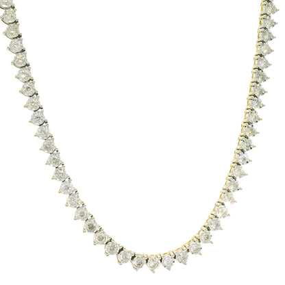 10k Two-Tone Gold Natural 4.50 Carat Diamond Illusion 3-Prong Tennis Necklace
