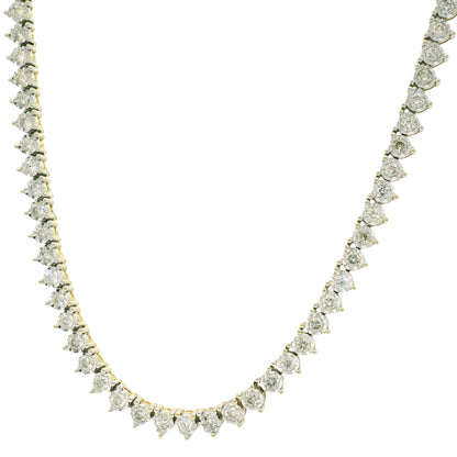 10k Two-Tone Gold Natural 4.50 Carat Diamond Illusion 3-Prong Tennis Necklace