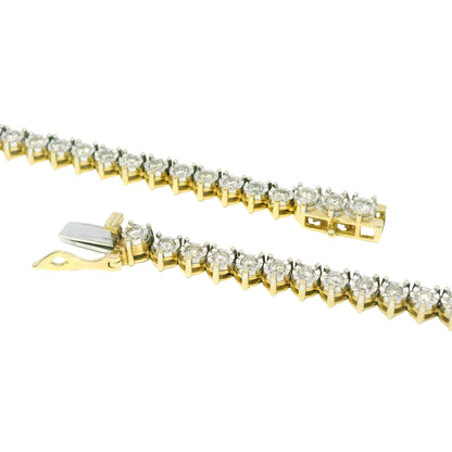 10k Two-Tone Gold Natural 4.50 Carat Diamond Illusion 3-Prong Tennis Necklace
