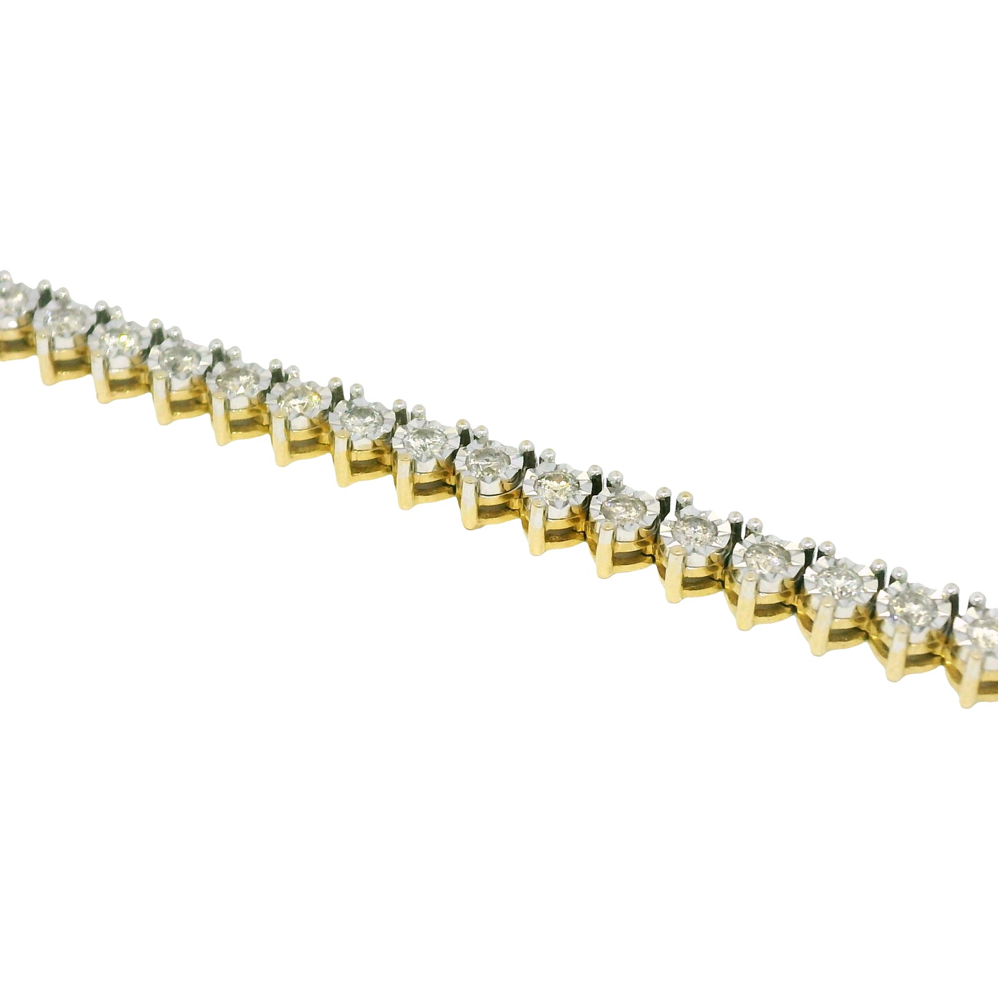 10k Two-Tone Gold Natural 4.50 Carat Diamond Illusion 3-Prong Tennis Necklace