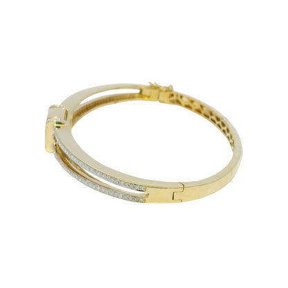 14k Yellow Gold 1.43 Carat White & Blue Irradiated Diamond Bangle Bracelet