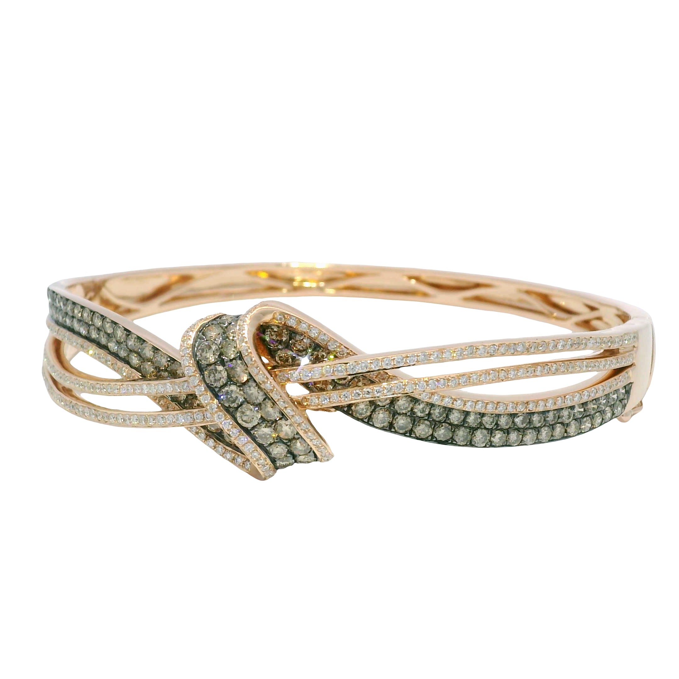 Le Vian 14k Rose Gold Chocolate & White Diamond Bangle Bracelet