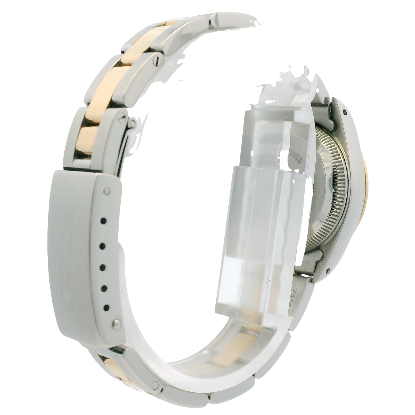 Rolex 67193 Oyster Perpetual Two-Tone Silver Dial Fluted Bezel 26mm Watch