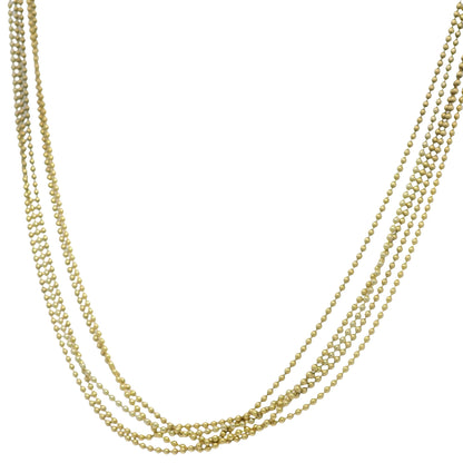 14k Yellow Gold 5-Strand Ball/Beaded Chain Necklace