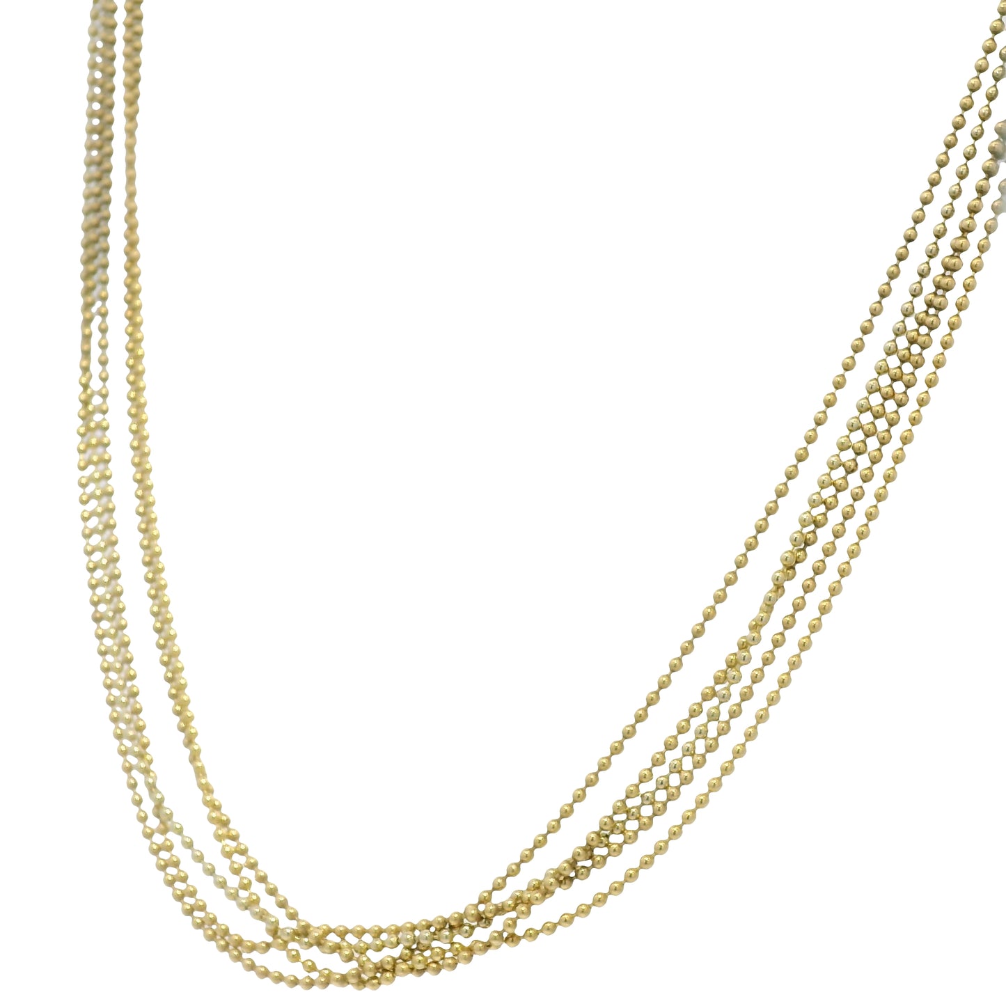 14k Yellow Gold 5-Strand Ball/Beaded Chain Necklace