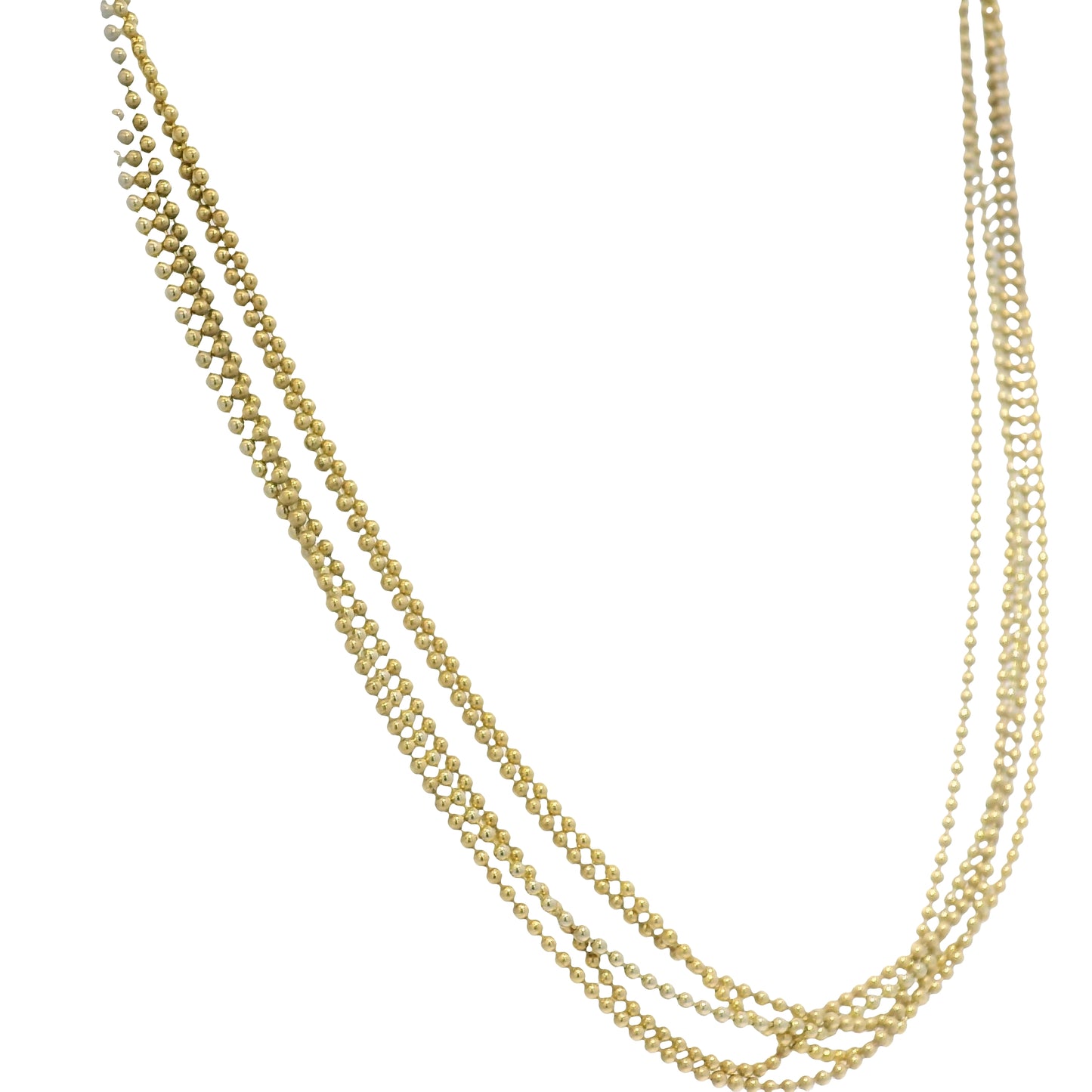 14k Yellow Gold 5-Strand Ball/Beaded Chain Necklace