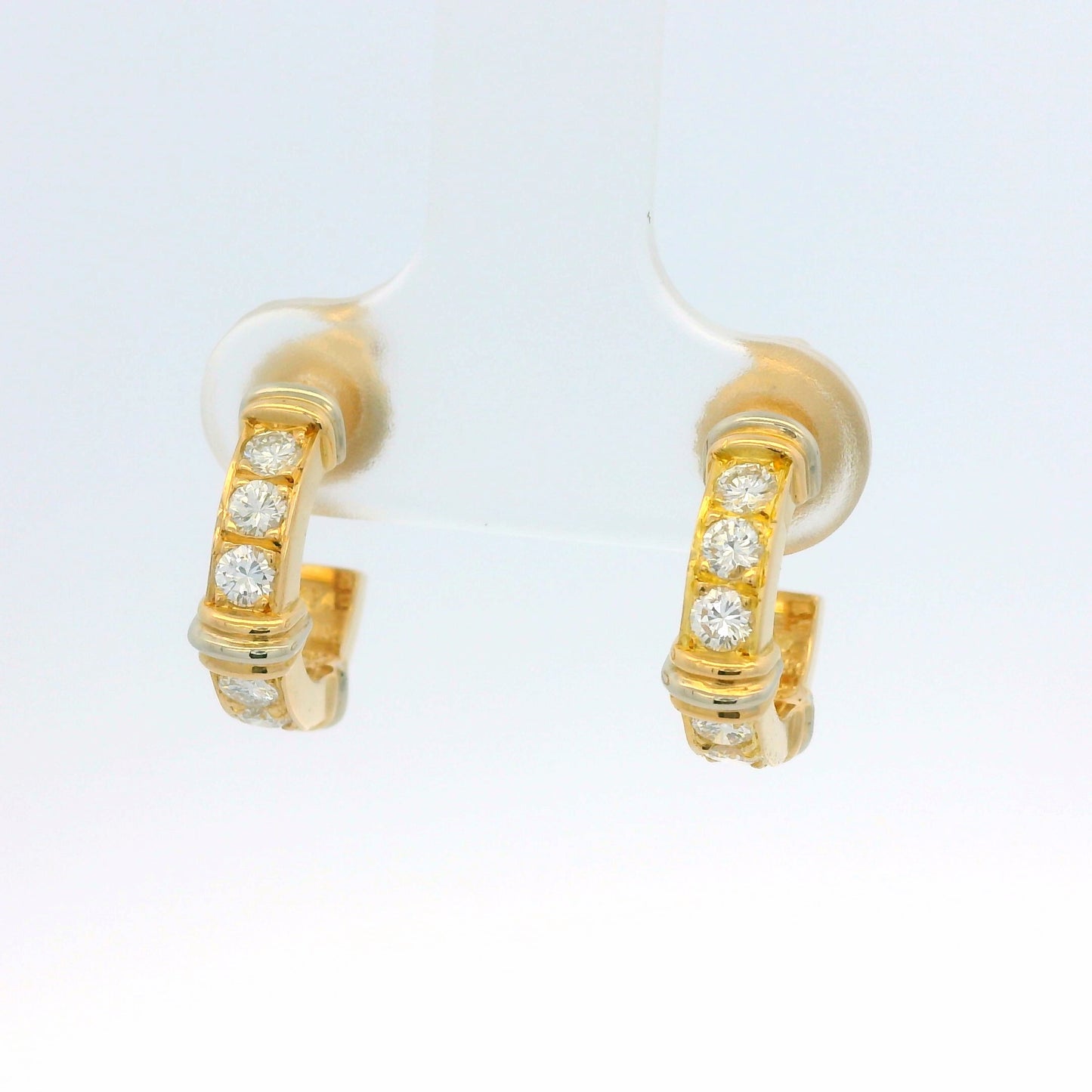 Cartier 18k Yellow Gold Diamond Contessa Small Hoop Earrings