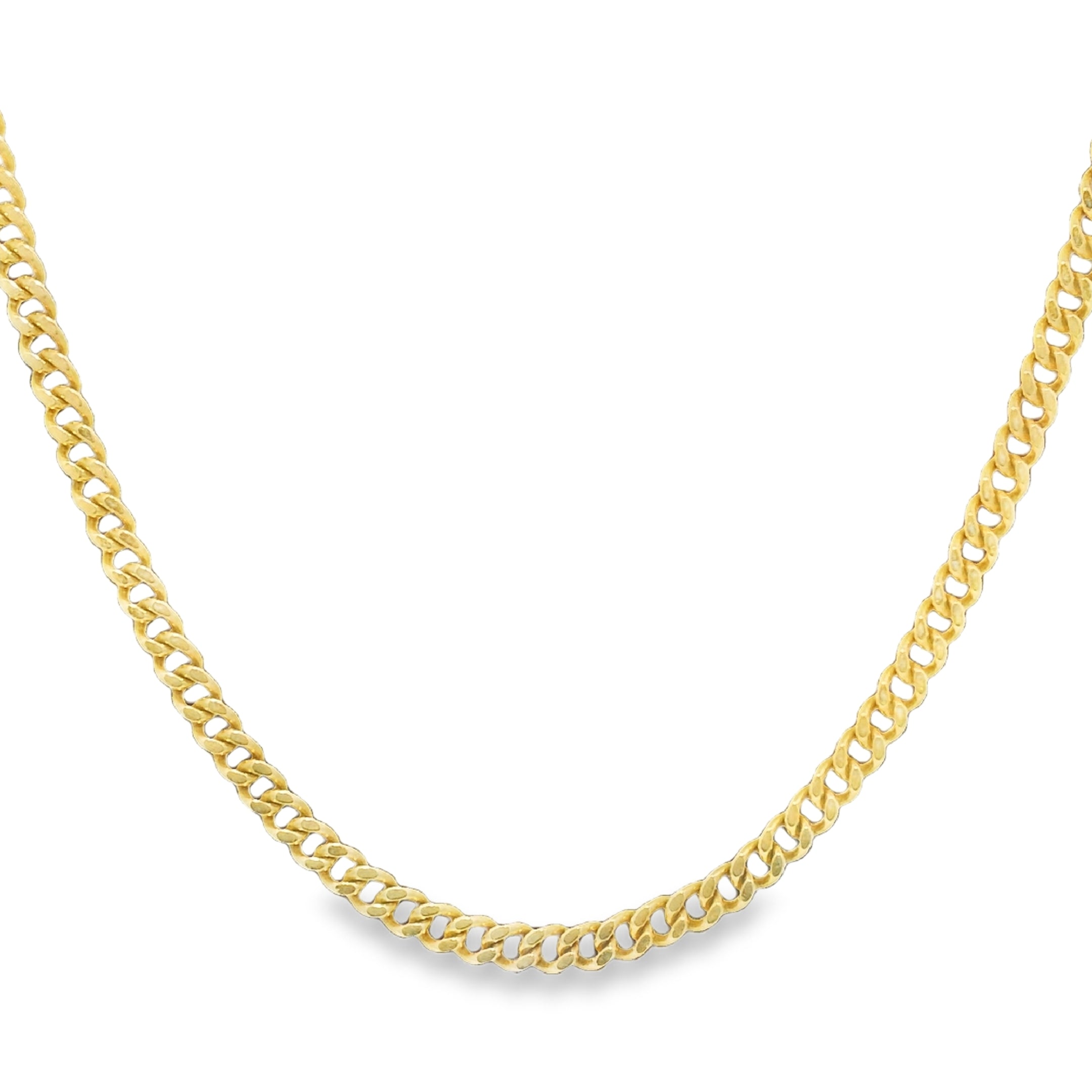 14k Yellow Gold Thin 2.2mm Cuban Link Chain Necklace