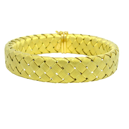 18k Yellow Gold Textured Woven Cabochon Sapphire Bracelet