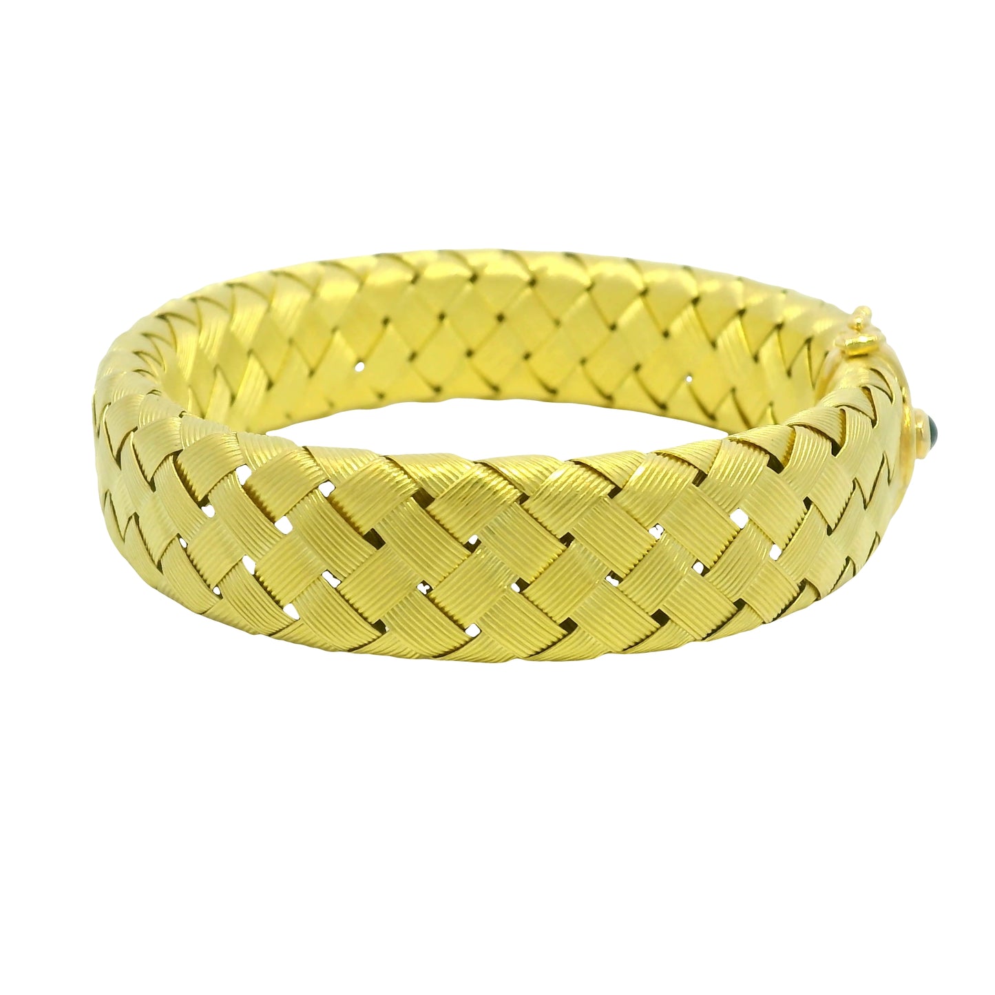 18k Yellow Gold Textured Woven Cabochon Sapphire Bracelet