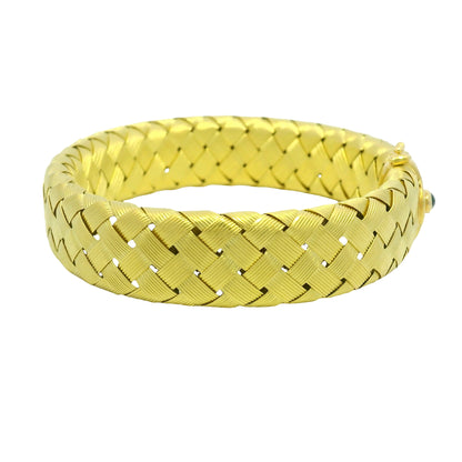 18k Yellow Gold Textured Woven Cabochon Sapphire Bracelet