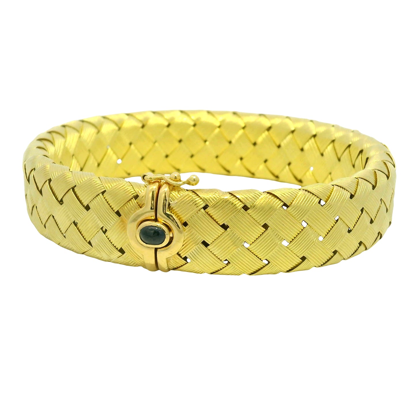18k Yellow Gold Textured Woven Cabochon Sapphire Bracelet