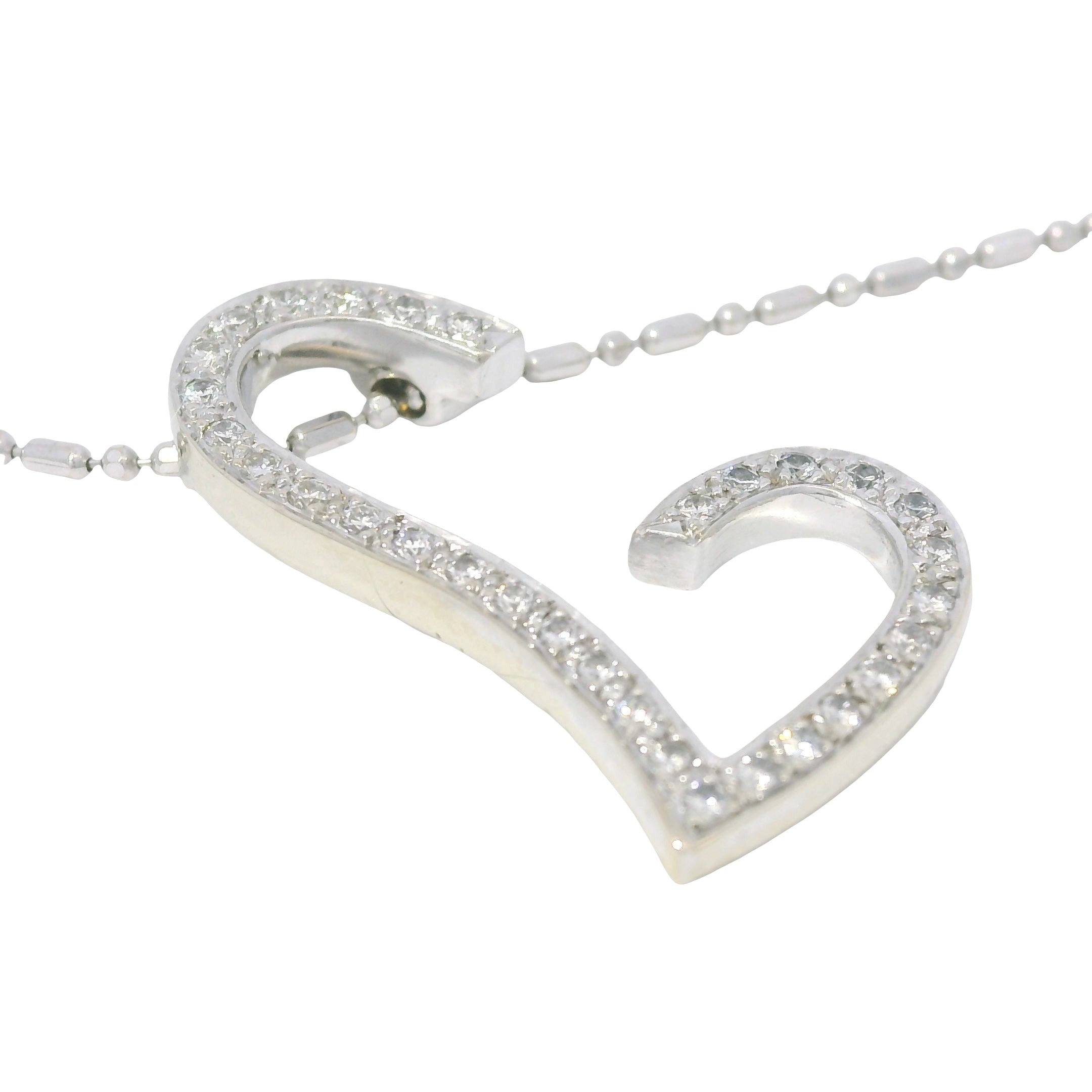 VIERI 14k White Gold Natural Diamond Open Heart Necklace
