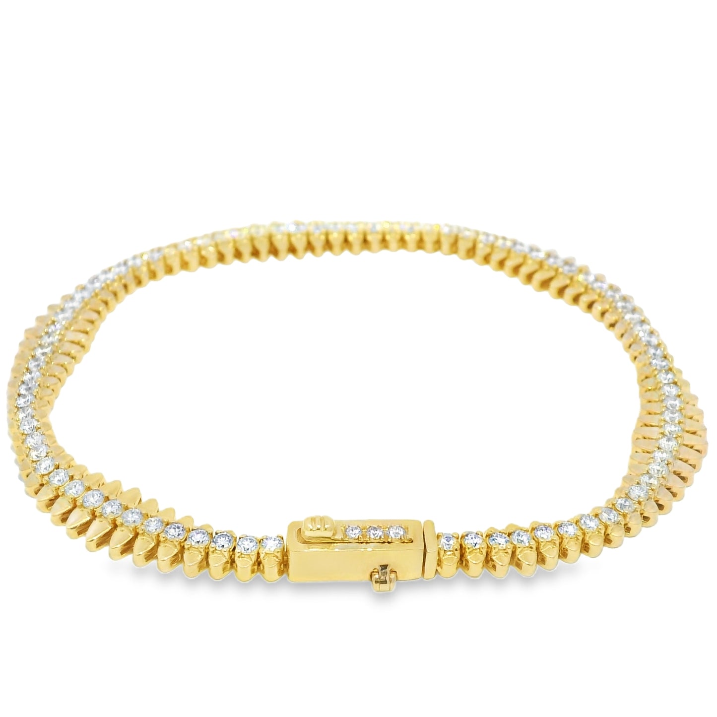 14k Yellow Gold Natural 2.12 Carat Diamond Spiked-Edge Bracelet