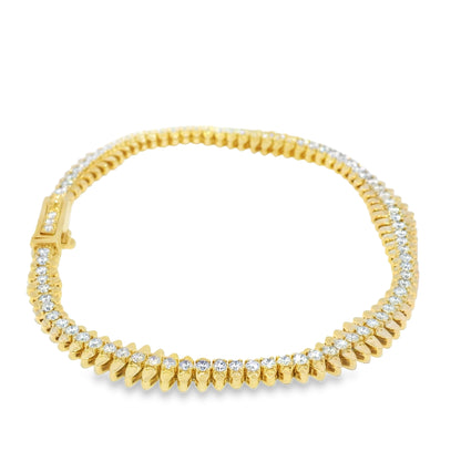 14k Yellow Gold Natural 2.12 Carat Diamond Spiked-Edge Bracelet
