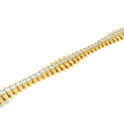 14k Yellow Gold Natural 2.12 Carat Diamond Spiked-Edge Bracelet