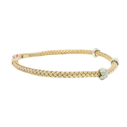 14k Rose Gold Natural Diamond Flower Flexible Bracelet