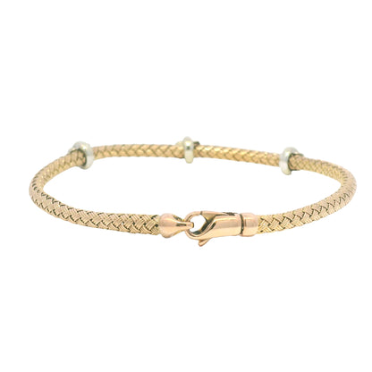 14k Rose Gold Natural Diamond Flower Flexible Bracelet