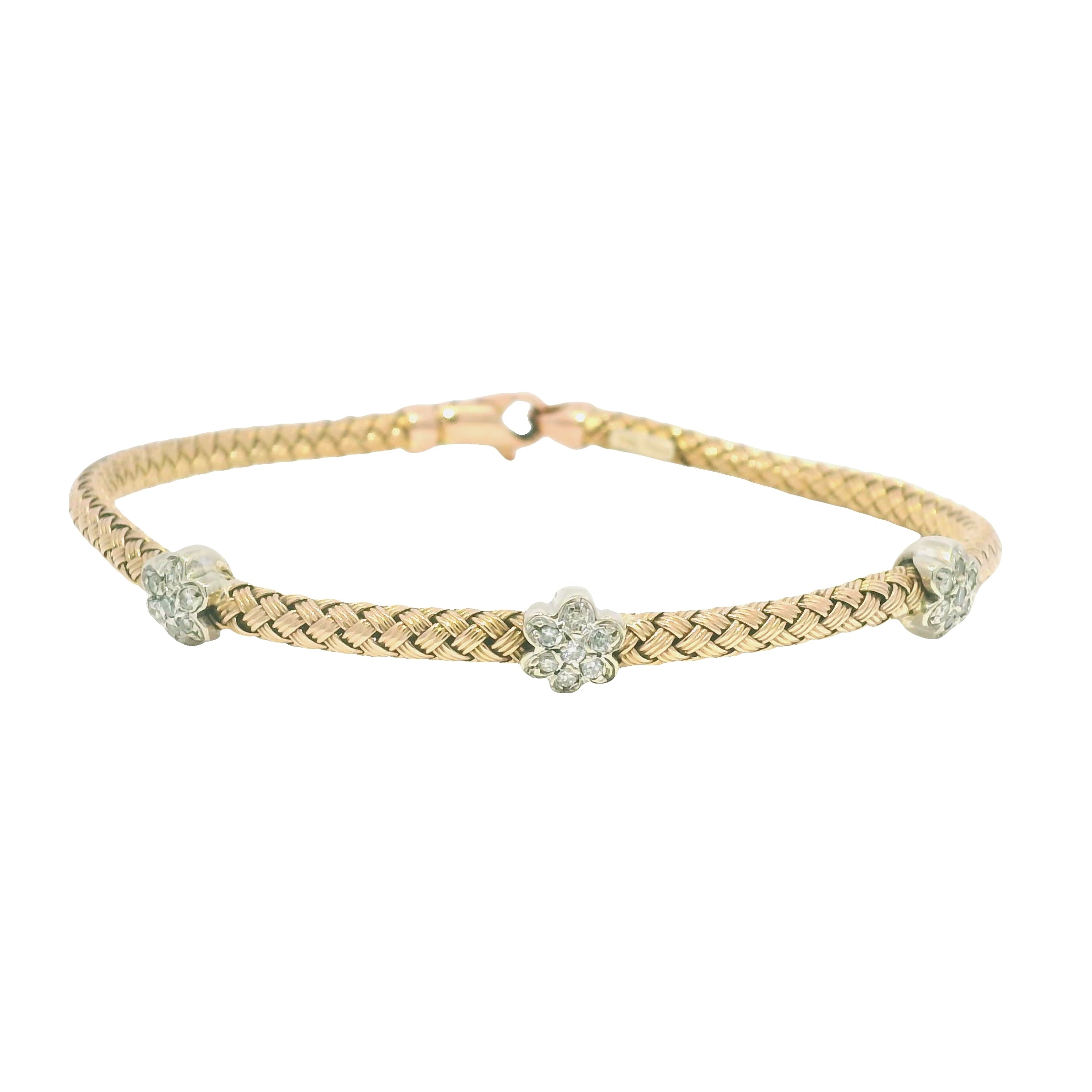 14k Rose Gold Natural Diamond Flower Flexible Bracelet