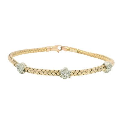 14k Rose Gold Natural Diamond Flower Flexible Bracelet