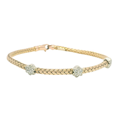 14k Rose Gold Natural Diamond Flower Flexible Bracelet