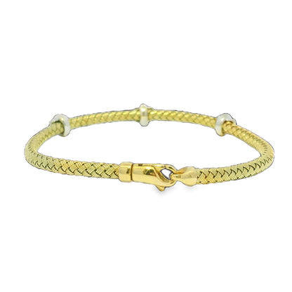 14k Yellow Gold Natural Diamond Flower Flexible Bracelet