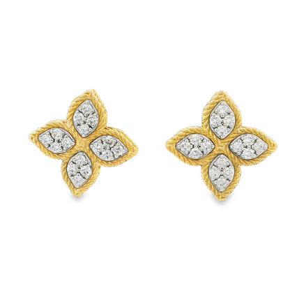 Roberto Coin 18k Two-Tone Gold Medium Princess Flower Diamond Earrings