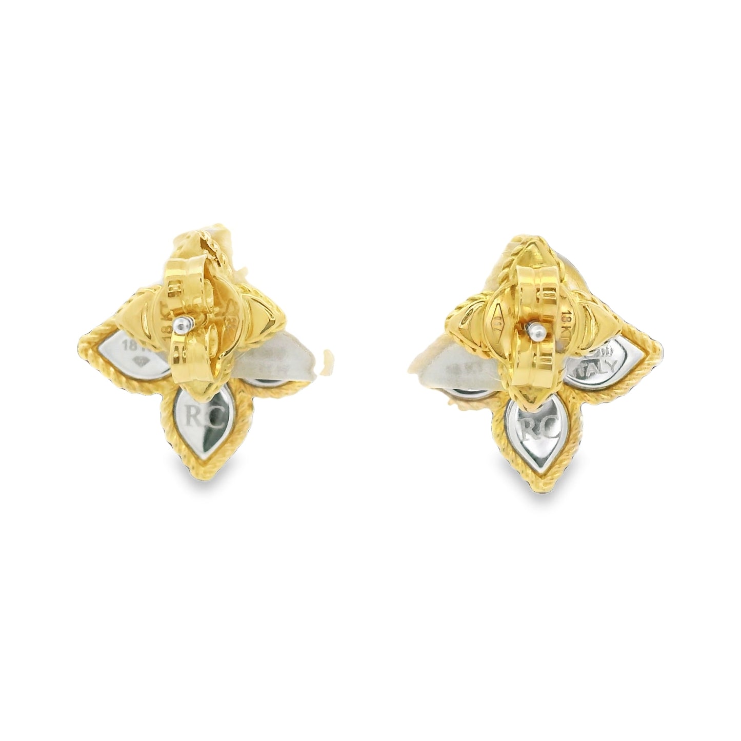 Roberto Coin 18k Two-Tone Gold Medium Princess Flower Diamond Earrings