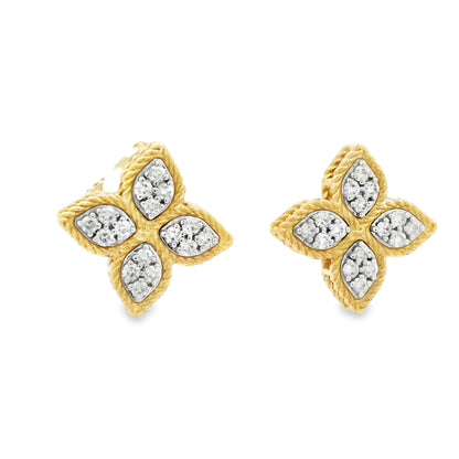 Roberto Coin 18k Two-Tone Gold Medium Princess Flower Diamond Earrings