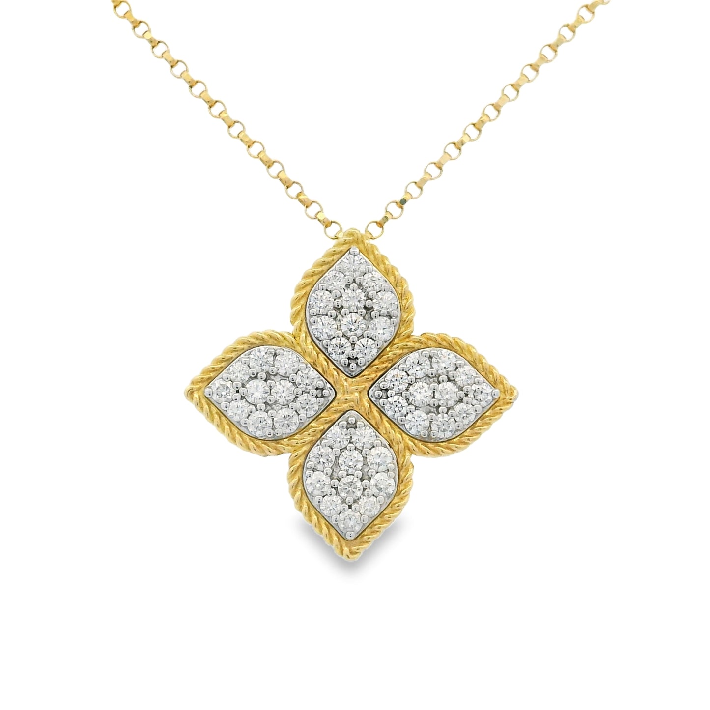 Roberto Coin 18k Yellow Gold Princess Flower Diamond Pendant Necklace