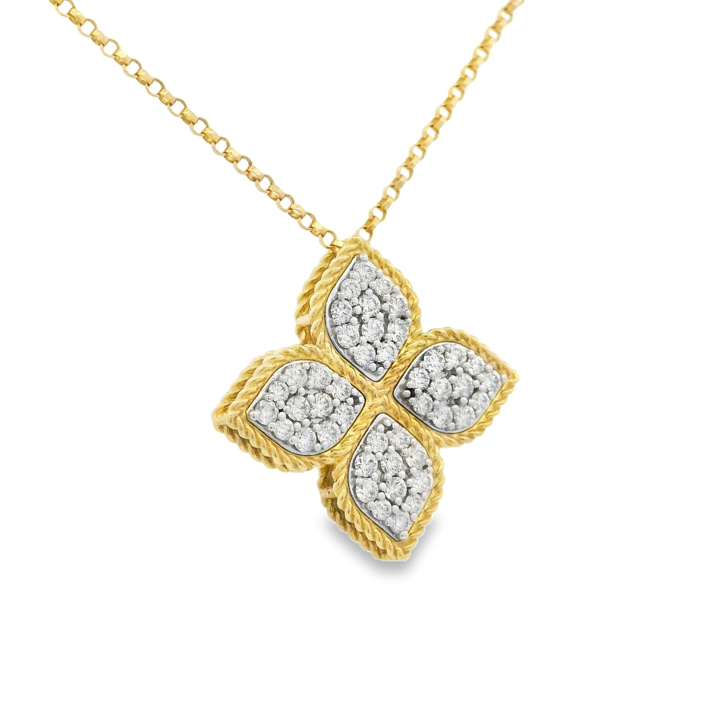 Roberto Coin 18k Yellow Gold Princess Flower Diamond Pendant Necklace