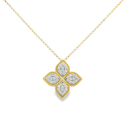 Roberto Coin 18k Yellow Gold Princess Flower Diamond Pendant Necklace