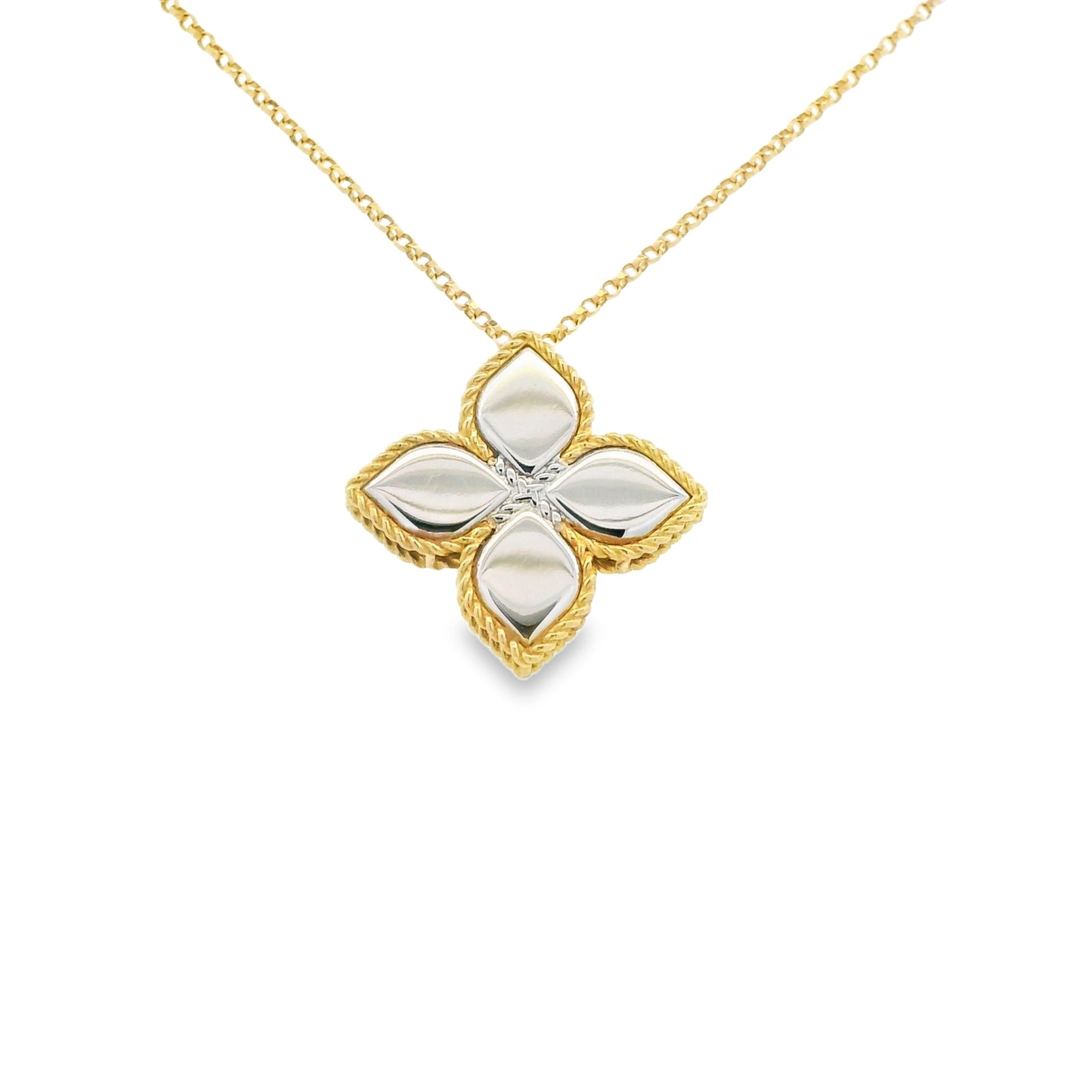 Roberto Coin 18k Yellow Gold Princess Flower Diamond Pendant Necklace
