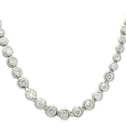 14k White Gold Natural 6.60 Carat Diamond Bezel Set Graduated Tennis Necklace