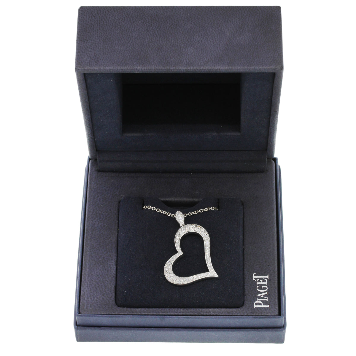 Piaget 18k White Gold Diamond Heart Pendant Necklace