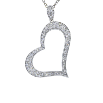 Piaget 18k White Gold Diamond Heart Pendant Necklace