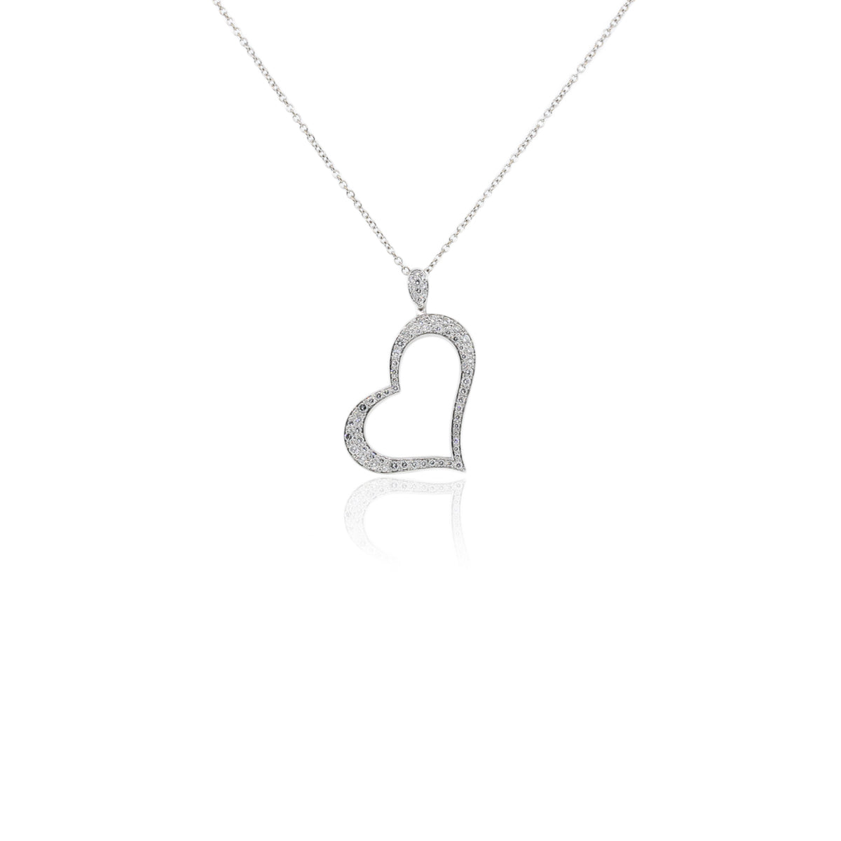 Piaget 18k White Gold Diamond Heart Pendant Necklace