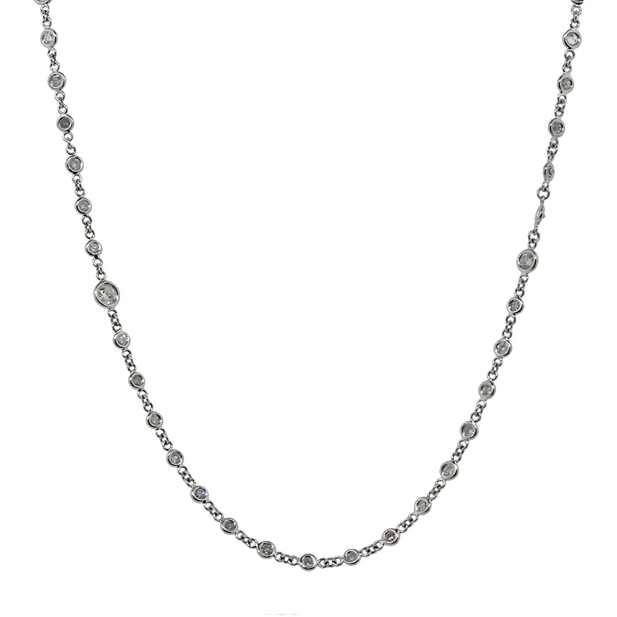 Platinum 2.48ctw 15" Diamonds By The Yard Necklace