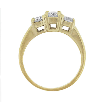 14k Yellow Gold 1ctw Three Stone Round Diamond Ring