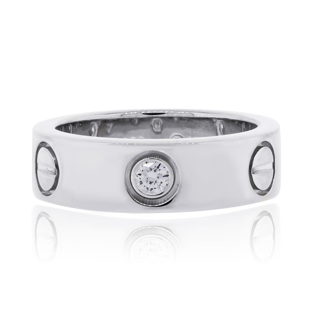 Cartier 18k White Gold 3 Diamond Size 48 Love Ring