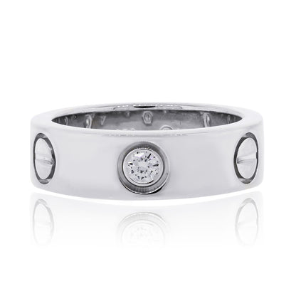 Cartier 18k White Gold 3 Diamond Size 48 Love Ring