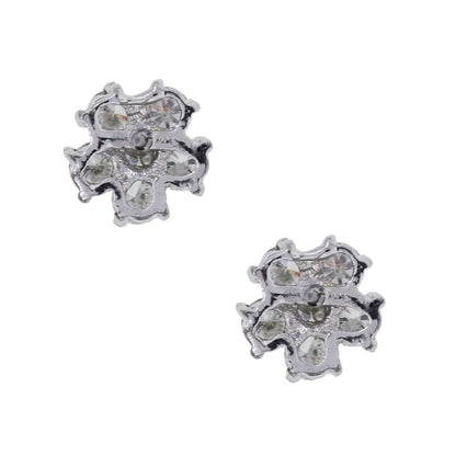 14k White Gold 1ctw Round Brilliant Diamond Cluster Earrings