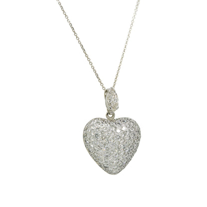 18k Two-Tone Gold Natural 4.40 Carat Diamond Pave & Marquise Heart Pendant Necklace