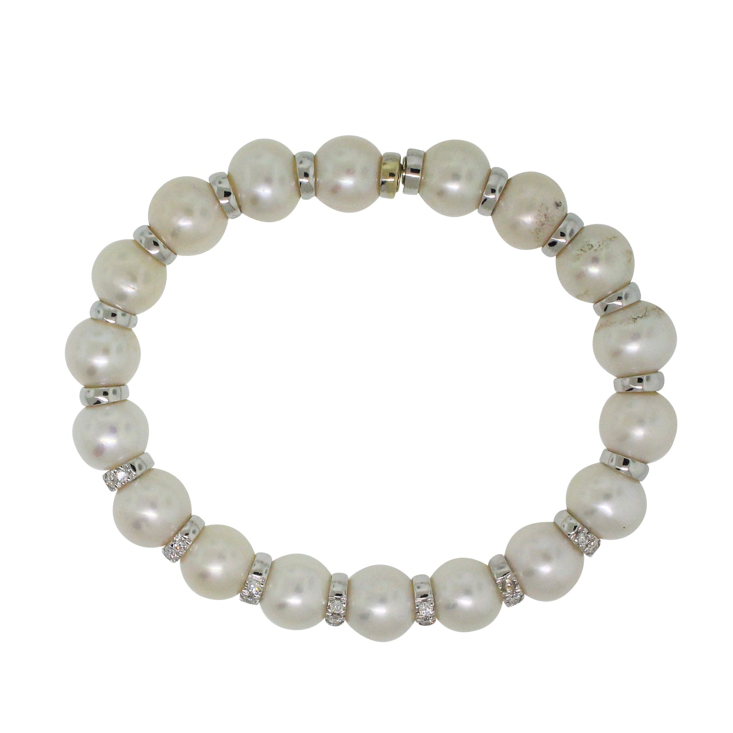 18k White Gold 0.50ctw Diamond and Pearl Bracelet