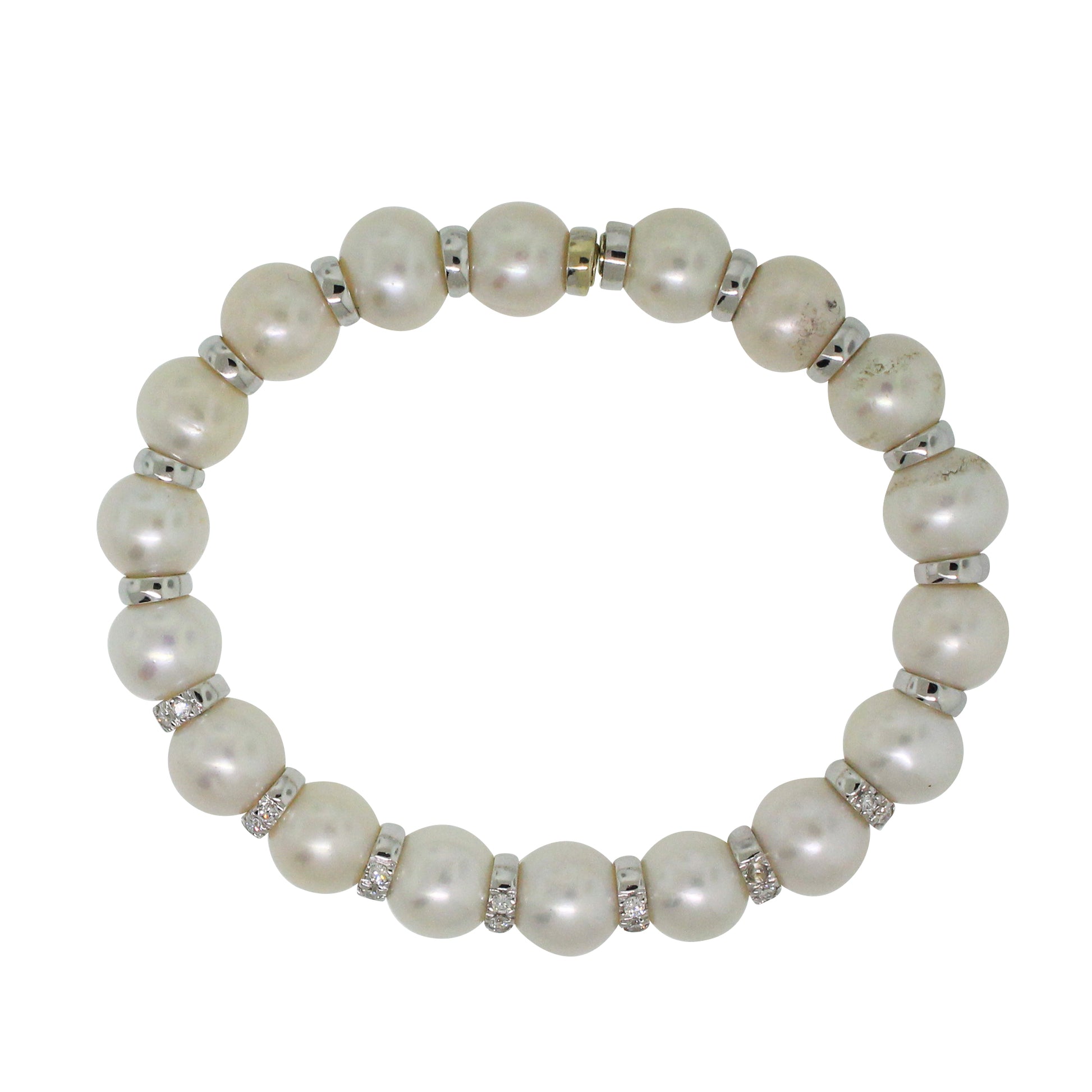 18k White Gold 0.50ctw Diamond and Pearl Bracelet