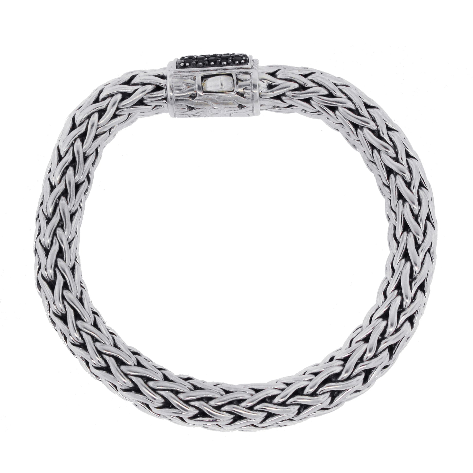 John Hardy Sterling Silver Black Sapphire Woven Bracelet